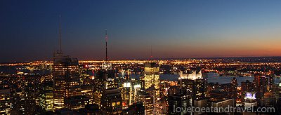 NY - View of Manhattan Skyline at Night from Top of the Rock
