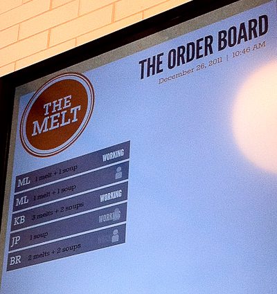 The Melt high-tech order board, Stanford Shopping Center, Palo Alto, CA