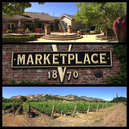 V Marketplace 1870 and Yountville vineyard, Napa Valley, CA - © LoveToEatAndTravel.com