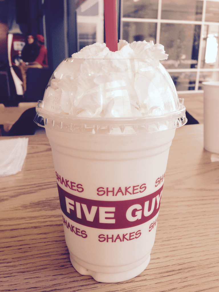 Five Guys Milkshake with Whipped Cream – © LoveToEatAndTravel.com