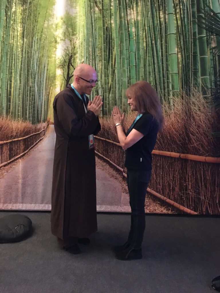 Namaste... Brother Phap Lai and Alana after a morning Guided Mindfulness Meditation at Dreamforce conference in SF - photo © Love to Eat and Travel