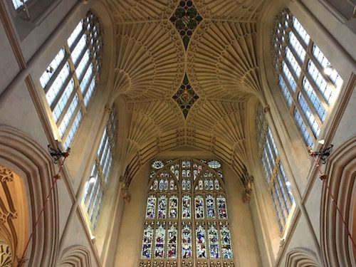 Beautiful fan vaulted ceiling at Bath Abbey, Bath, UK - photo © Love to Eat and Travel