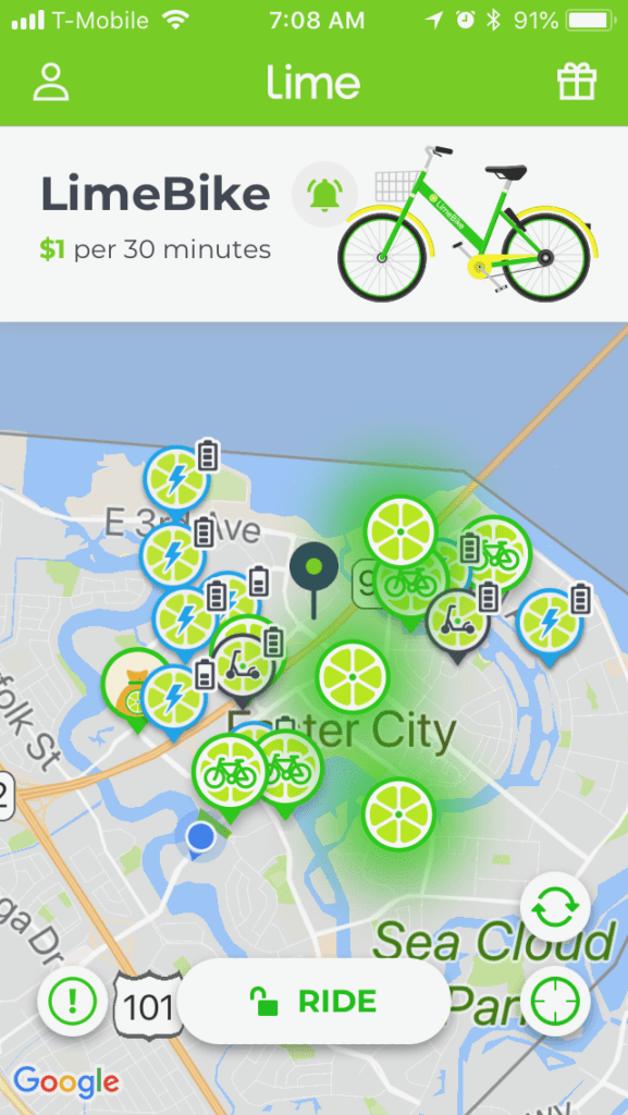 Locate Limebikes or eScooters using app and GPS - photo © LoveToEatAndTravel.com