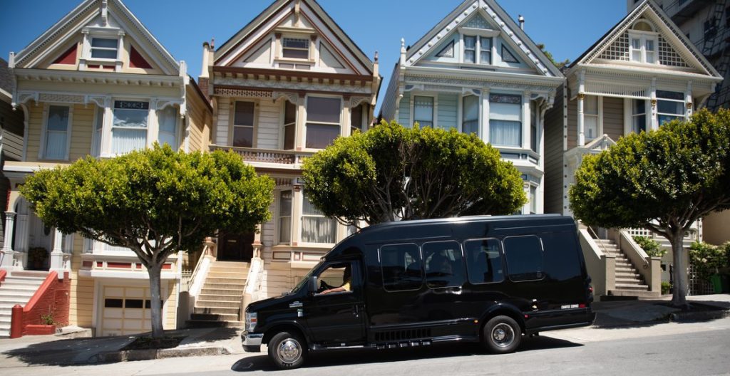 Pot Tour Bus by Painted Ladies in San Francisco