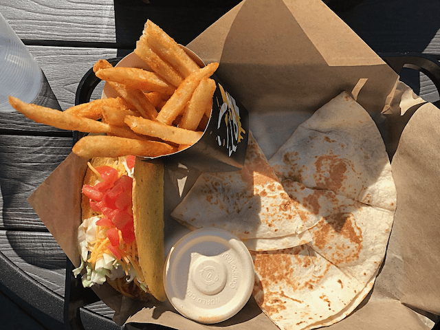 Nachos Fries, Taco Supreme and Chicken Quesadilla