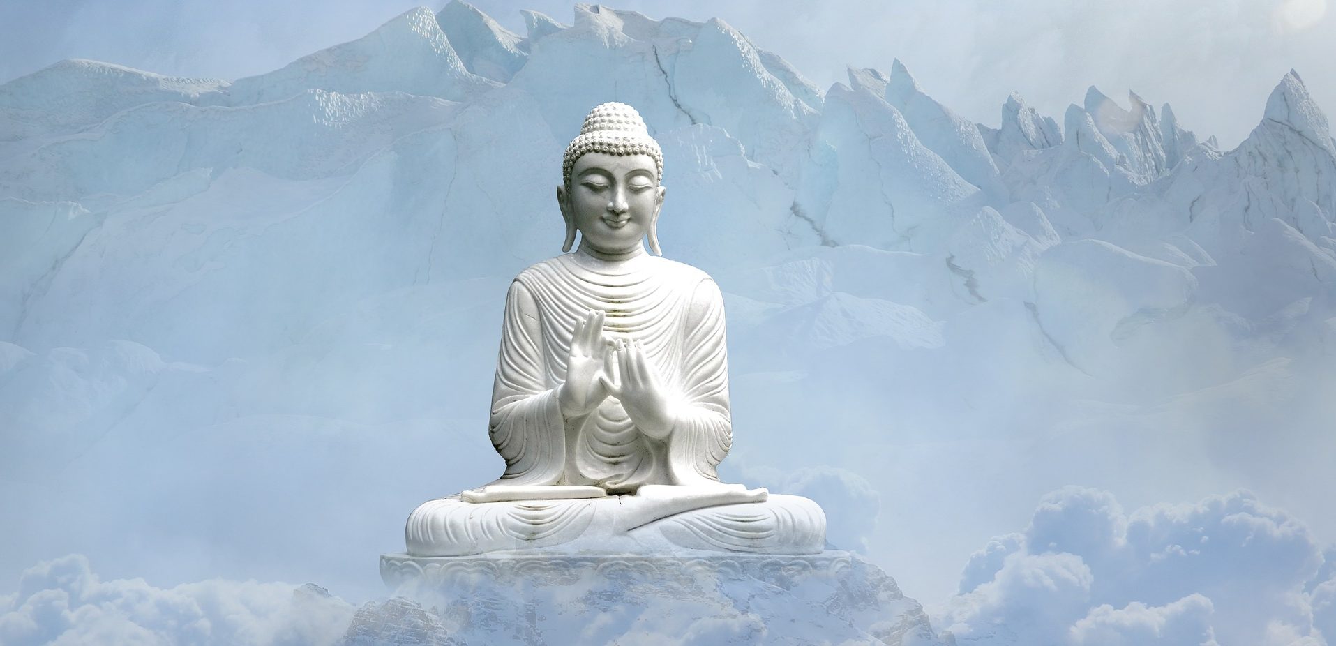 Buddha Meditation in clouds and mountains